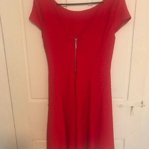 Red zip down dress